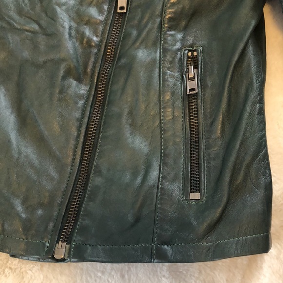 Real Italian leather, dark emerald green jacket, Aviatrix, 8 - Picture 5 of 9